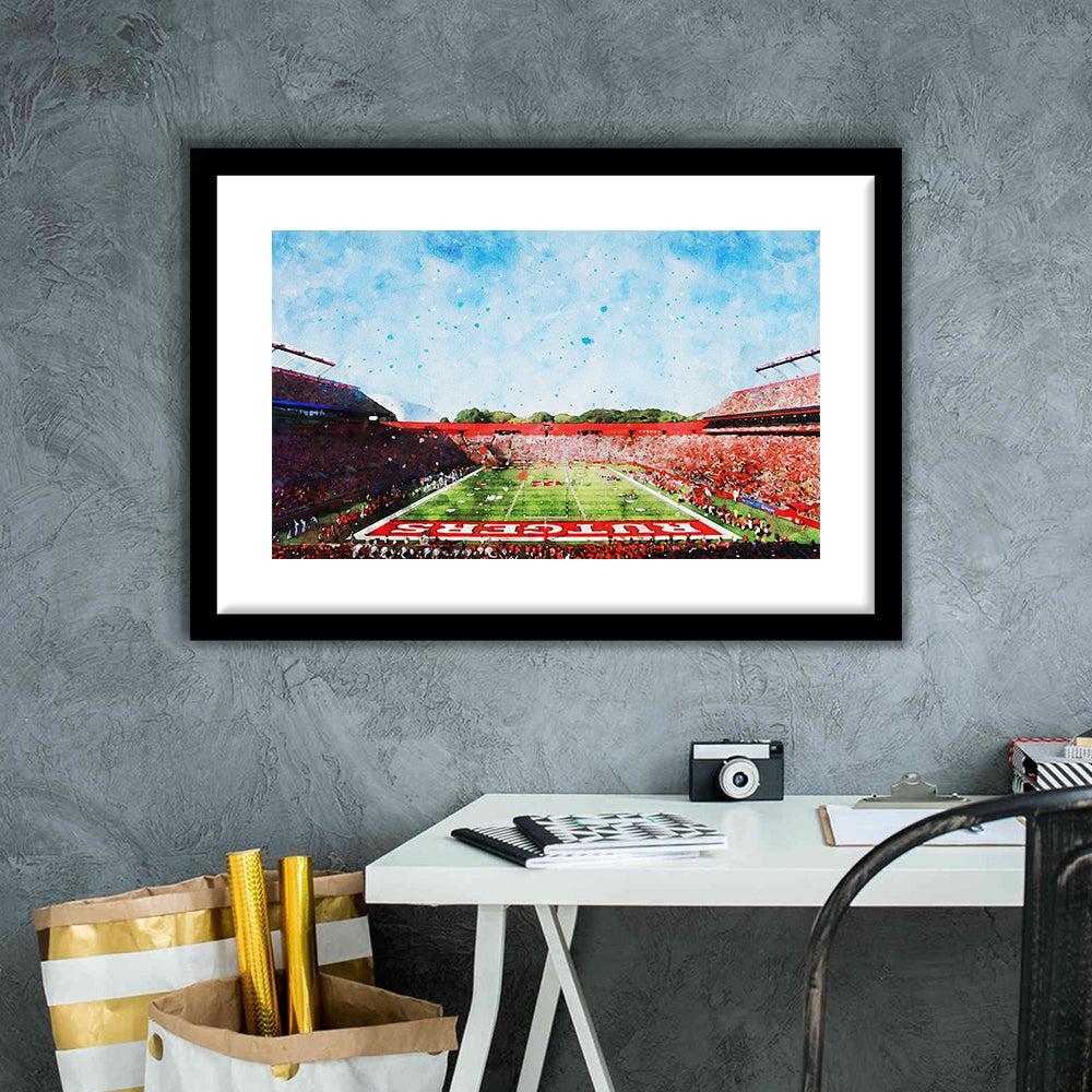 Ballpark Stadium On Rutgers In New Jersey, Framed  Print, Painting Art, Framed Art Print White Border Wall Decor