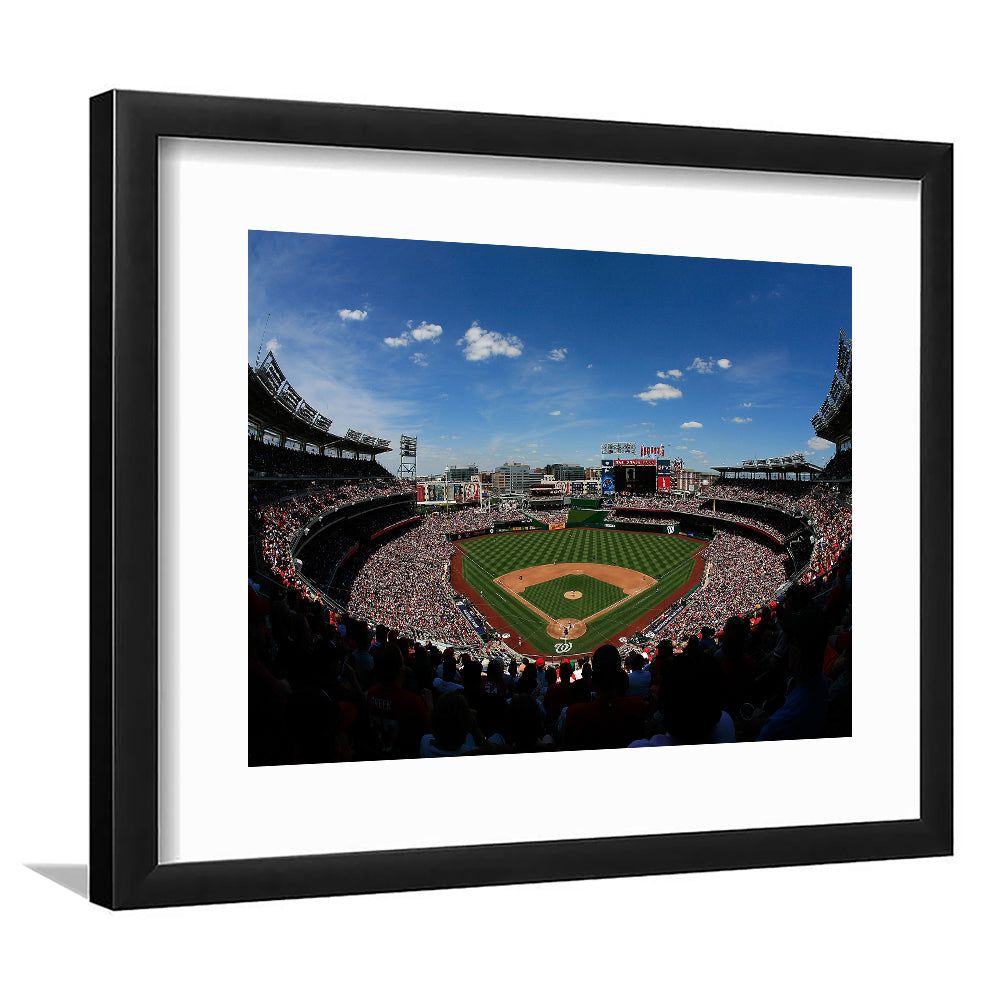 Ballpark in Washington, Stadium Canvas, Sport Art, Gift for him, White Border Framed Art Print Wall Decor