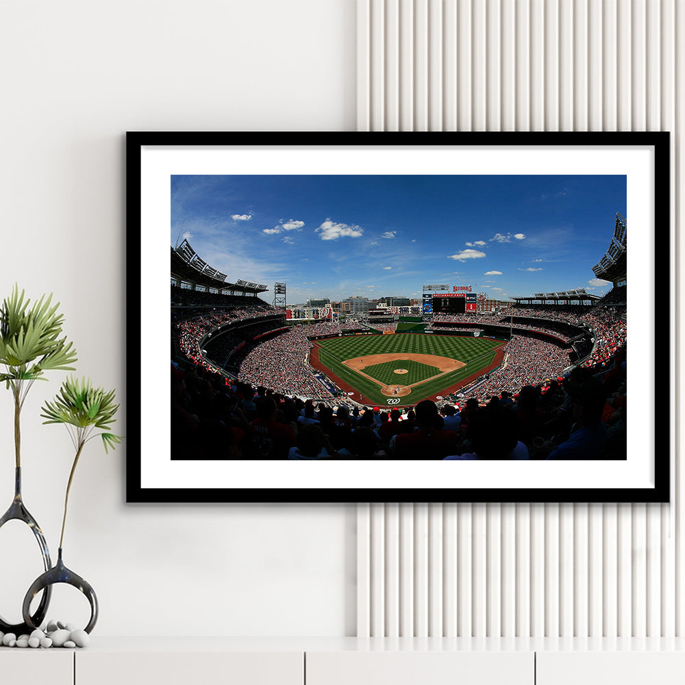 Ballpark in Washington, Stadium Canvas, Sport Art, Gift for him, White Border Framed Art Print Wall Decor