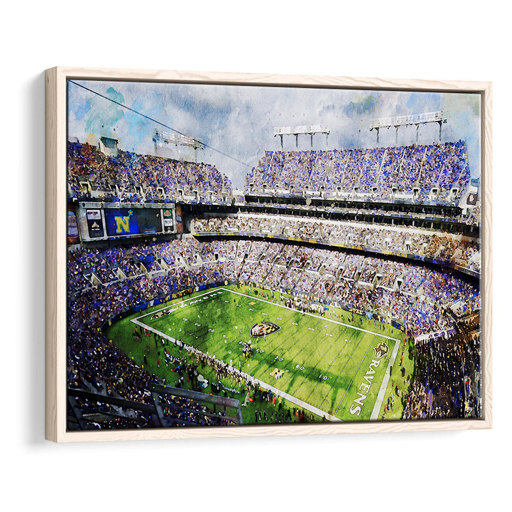 Baltimore Ravens MT Bank Stadium American Football Stadium, Floating Framed Canvas Print Wall Art