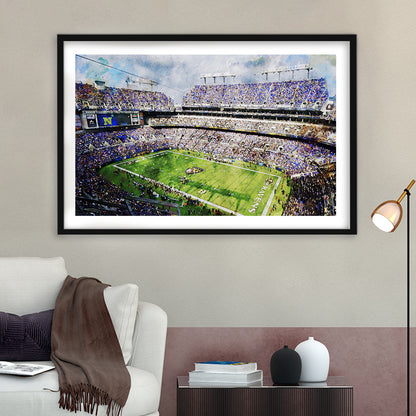 Baltimore Ravens MT Bank Stadium American Football Stadium, Framed Art Print White Border Wall Decor