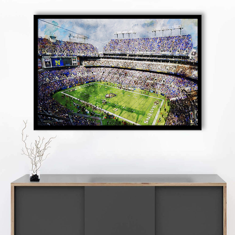Baltimore Ravens MT Bank Stadium American Football Stadium, Framed Art Print Wall Decor, Framed Picture