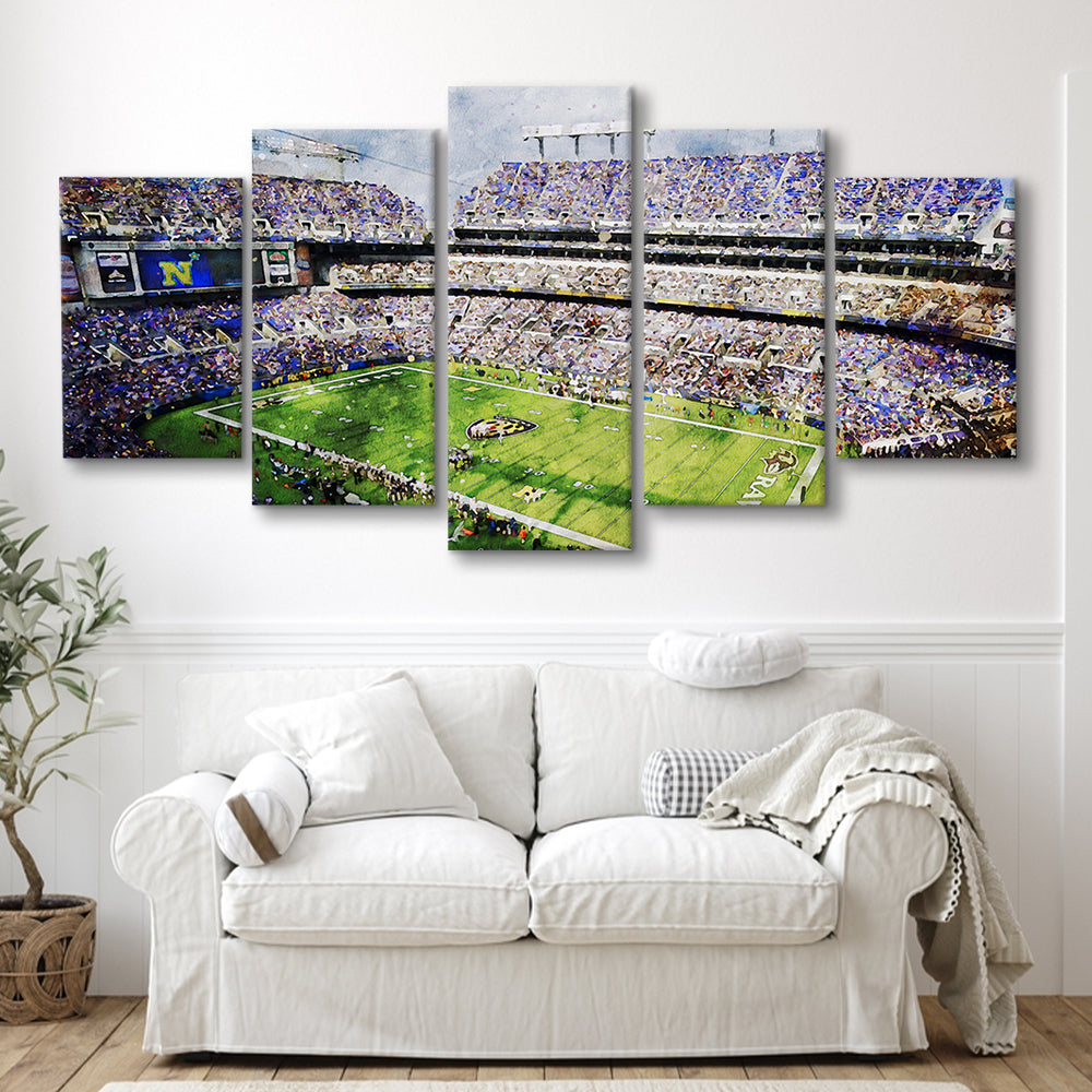 Baltimore Ravens MT Bank Stadium American Football Stadium, Mixed Panels Canvas Print Wall Art