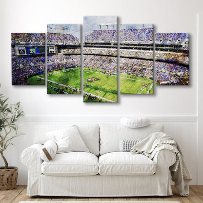 Baltimore Ravens MT Bank Stadium American Football Stadium, Mixed Panels Canvas Print Wall Art