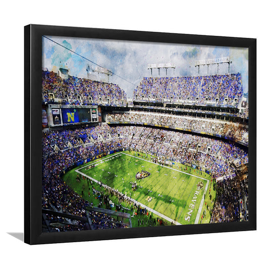 Baltimore Ravens MT Bank Stadium American Football Stadium, Framed Art Print Wall Decor, Framed Picture