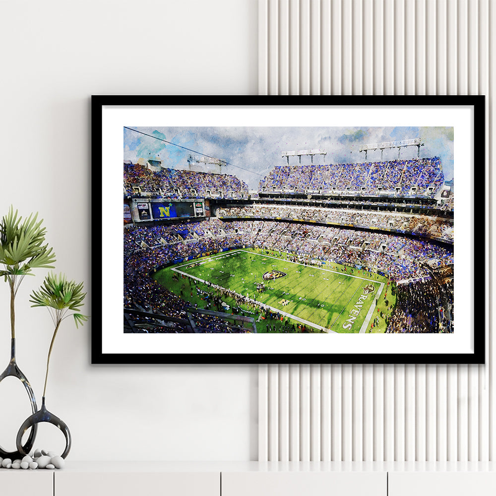 Baltimore Ravens MT Bank Stadium American Football Stadium, Framed Art Print White Border Wall Decor
