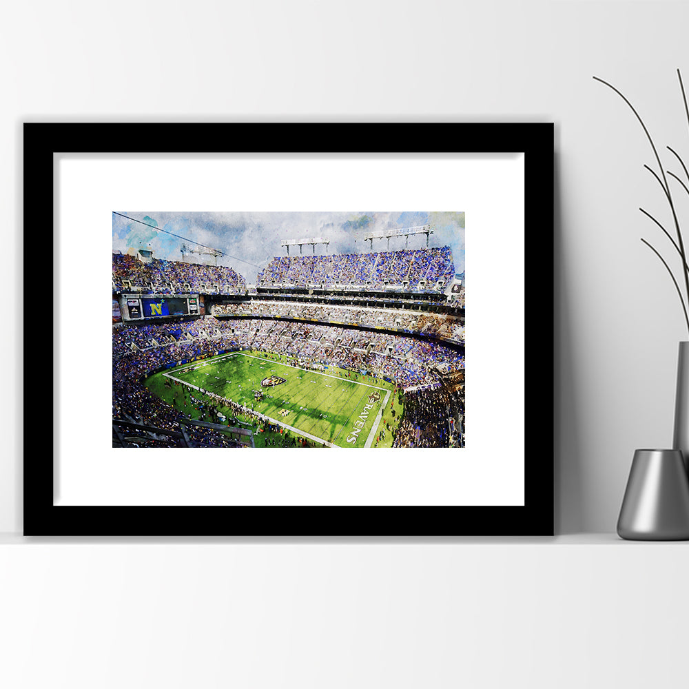 Baltimore Ravens MT Bank Stadium American Football Stadium, Framed Art Print White Border Wall Decor