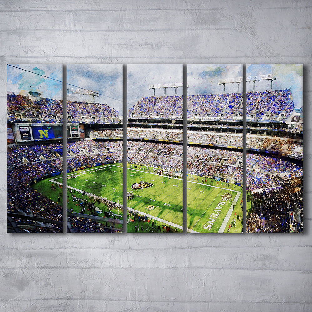 Baltimore Ravens MT Bank Stadium American Football Stadium, Multi Panels Canvas Print Wall Art