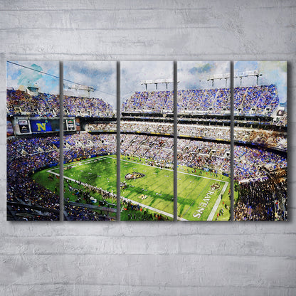 Baltimore Ravens MT Bank Stadium American Football Stadium, Multi Panels Canvas Print Wall Art