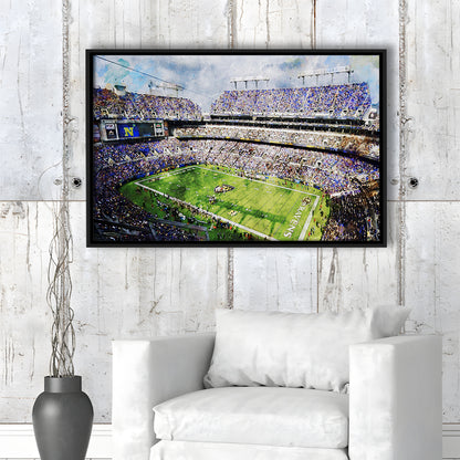 Baltimore Ravens MT Bank Stadium American Football Stadium, Floating Framed Canvas Print Wall Art