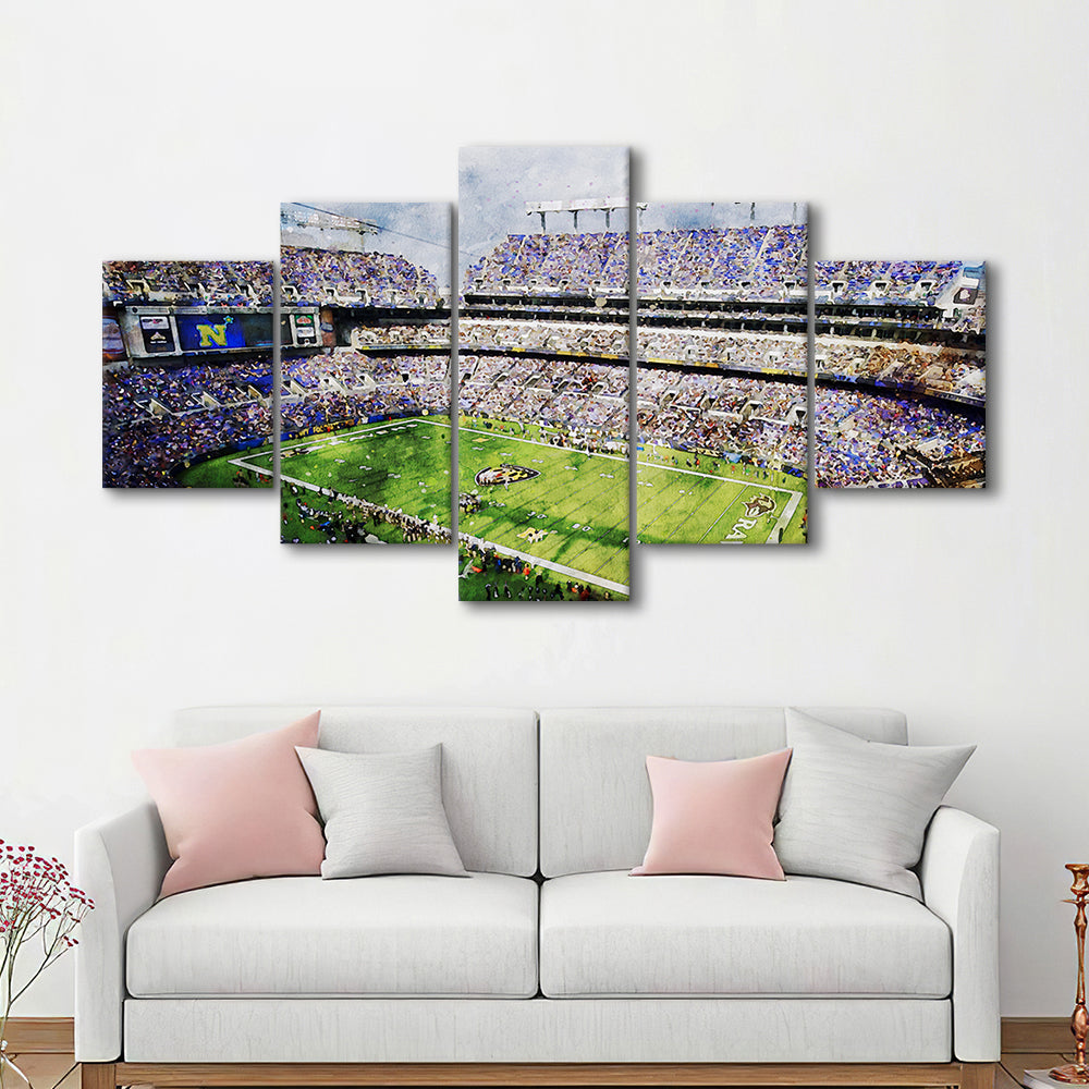 Baltimore Ravens MT Bank Stadium American Football Stadium, Mixed Panels Canvas Print Wall Art