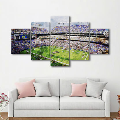 Baltimore Ravens MT Bank Stadium American Football Stadium, Mixed Panels Canvas Print Wall Art