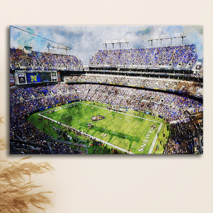 Baltimore Ravens MT Bank Stadium American Football Stadium, Canvas Print Wall Art Home Decor