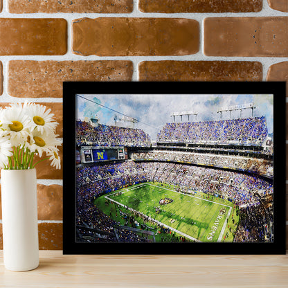 Baltimore Ravens MT Bank Stadium American Football Stadium, Framed Art Print Wall Decor, Framed Picture