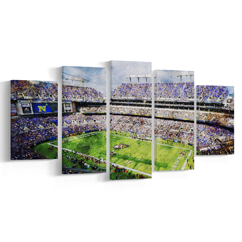Baltimore Ravens MT Bank Stadium American Football Stadium, Mixed Panels Canvas Print Wall Art