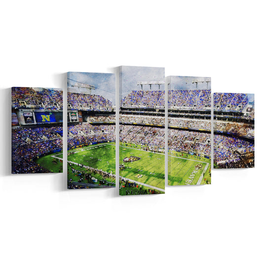 Baltimore Ravens MT Bank Stadium American Football Stadium, Mixed Panels Canvas Print Wall Art