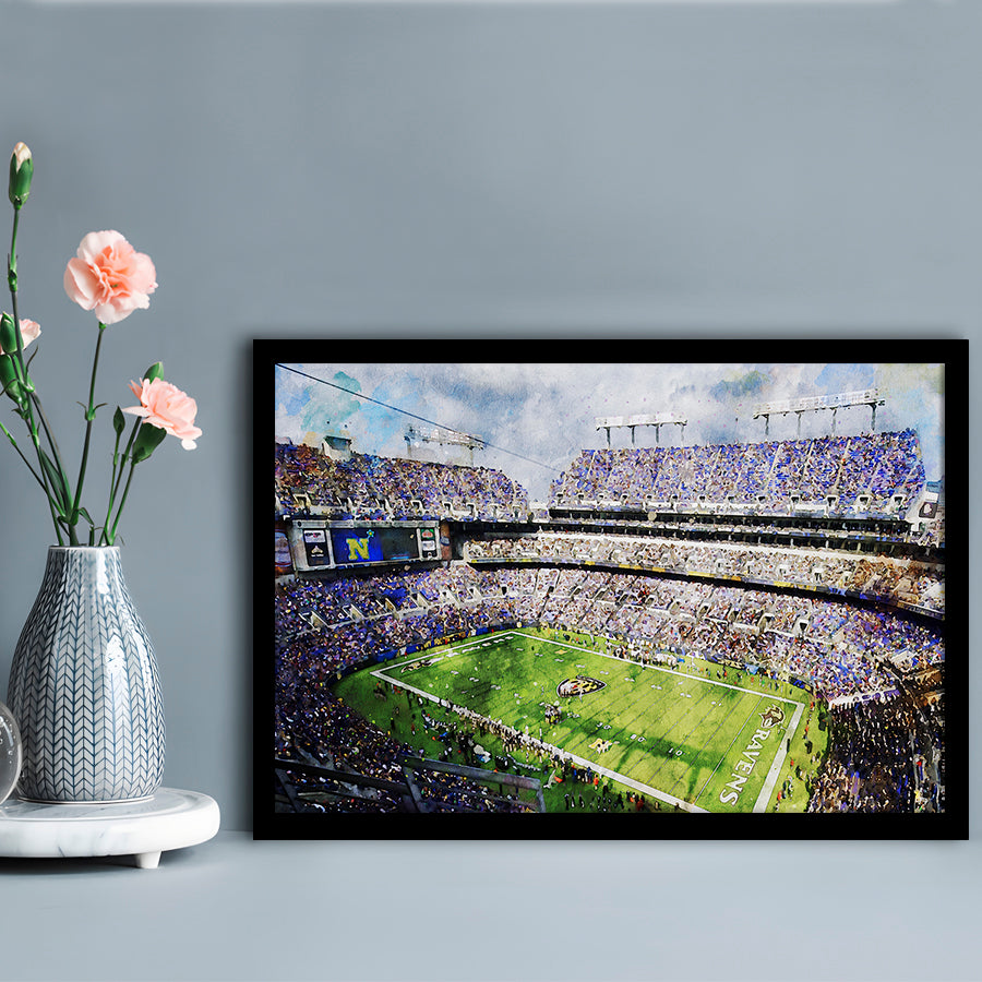Baltimore Ravens MT Bank Stadium American Football Stadium, Framed Art Print Wall Decor, Framed Picture