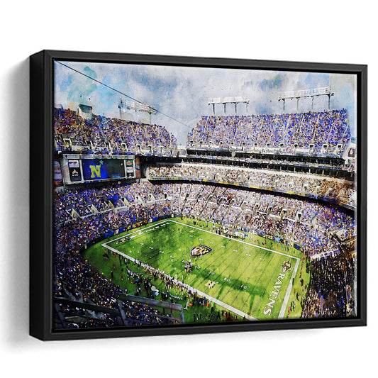 Baltimore Ravens MT Bank Stadium American Football Stadium, Floating Framed Canvas Print Wall Art