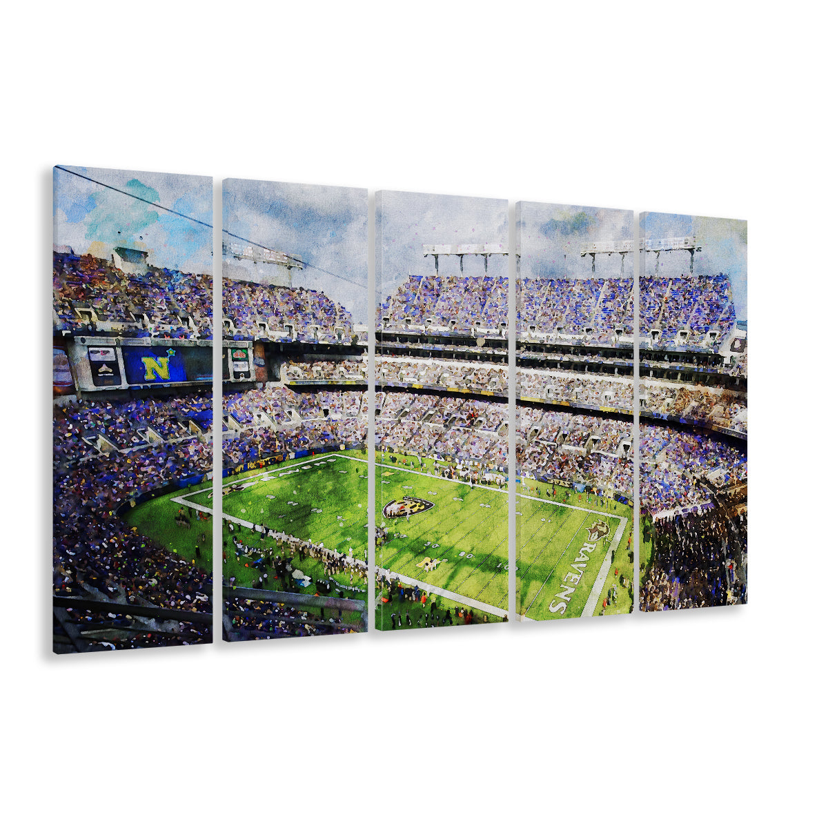 Baltimore Ravens MT Bank Stadium American Football Stadium, Multi Panels Canvas Print Wall Art