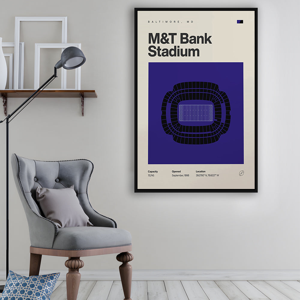 Baltimore Ravens Stadium Print, M&T Bank Stadium Print, Man Cave Gift, Floating Framed Canvas Print Wall Art