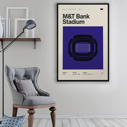 Baltimore Ravens Stadium Print, M&T Bank Stadium Print, Man Cave Gift, Floating Framed Canvas Print Wall Art