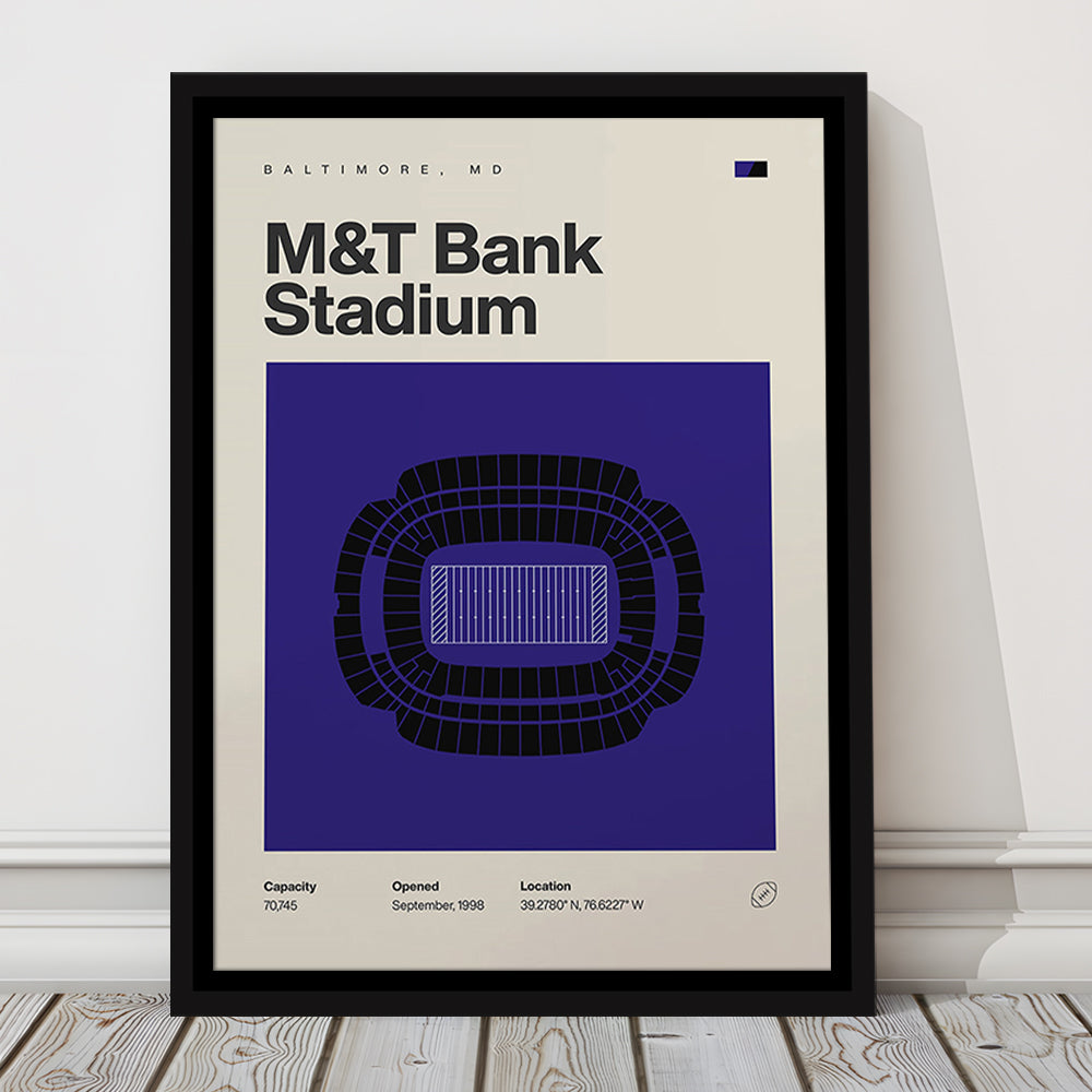 Baltimore Ravens Stadium Print, M&T Bank Stadium Print, Man Cave Gift, Floating Framed Canvas Print Wall Art