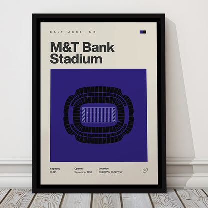 Baltimore Ravens Stadium Print, M&T Bank Stadium Print, Man Cave Gift, Floating Framed Canvas Print Wall Art