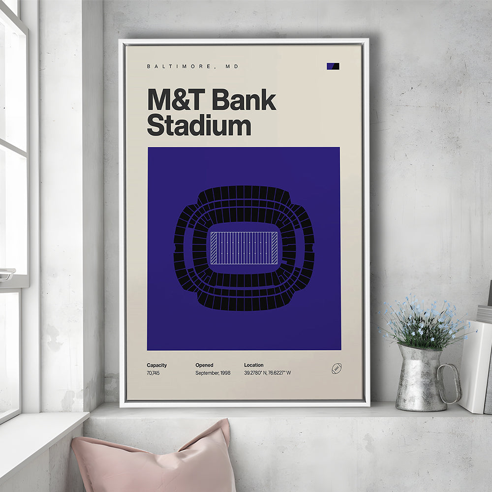 Baltimore Ravens Stadium Print, M&T Bank Stadium Print, Man Cave Gift, Floating Framed Canvas Print Wall Art
