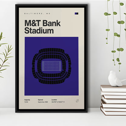 Baltimore Ravens Stadium Print, M&T Bank Stadium Print, Man Cave Gift, Floating Framed Canvas Print Wall Art