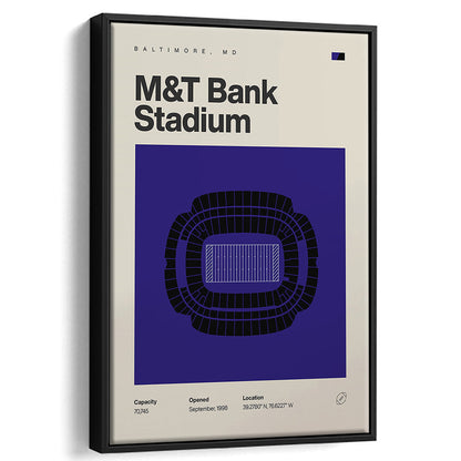 Baltimore Ravens Stadium Print, M&T Bank Stadium Print, Man Cave Gift, Floating Framed Canvas Print Wall Art