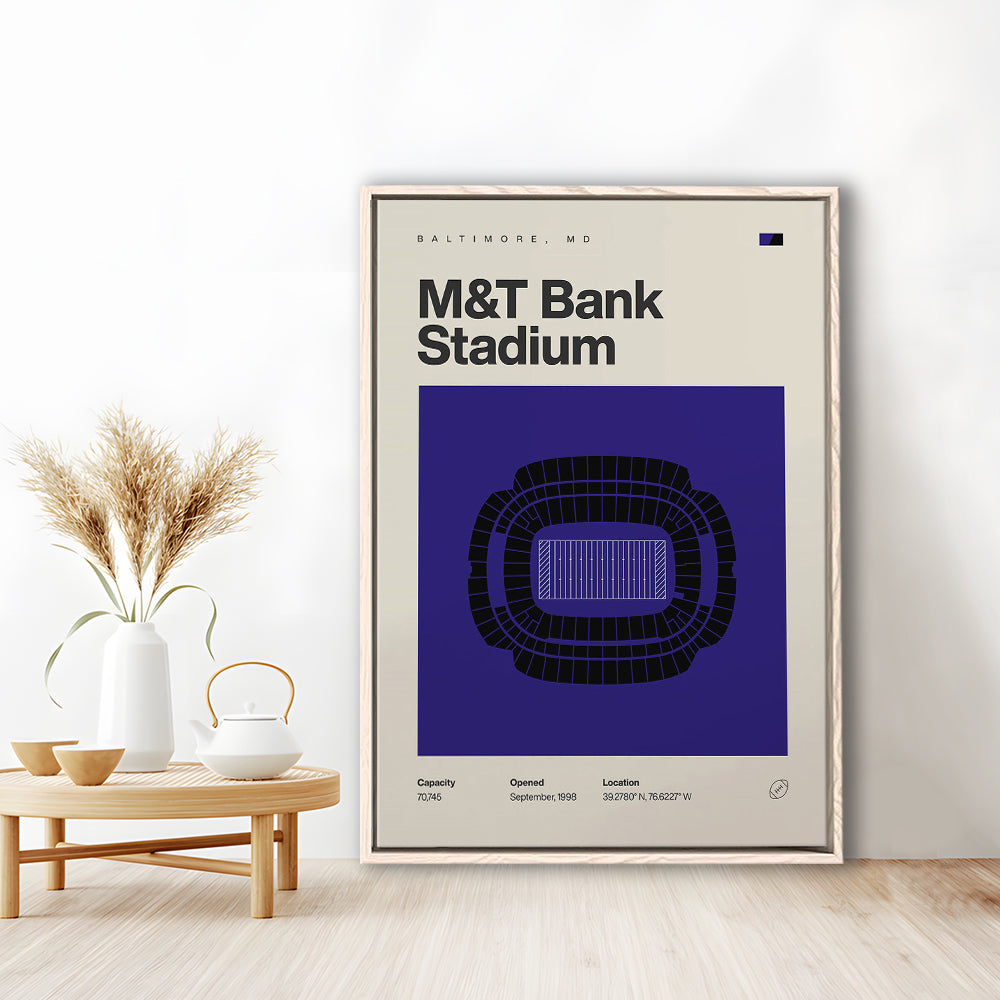 Baltimore Ravens Stadium Print, M&T Bank Stadium Print, Man Cave Gift, Floating Framed Canvas Print Wall Art