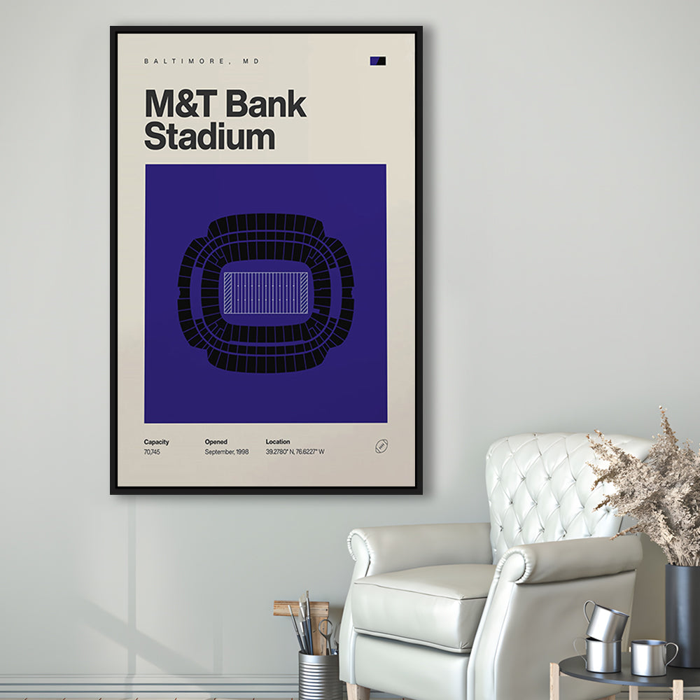 Baltimore Ravens Stadium Print, M&T Bank Stadium Print, Man Cave Gift, Floating Framed Canvas Print Wall Art