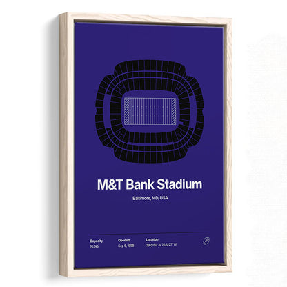 Baltimore Ravens Stadium Print, M&T Bank Stadium Print V1, Man Cave Gift, Floating Framed Canvas Print Wall Art