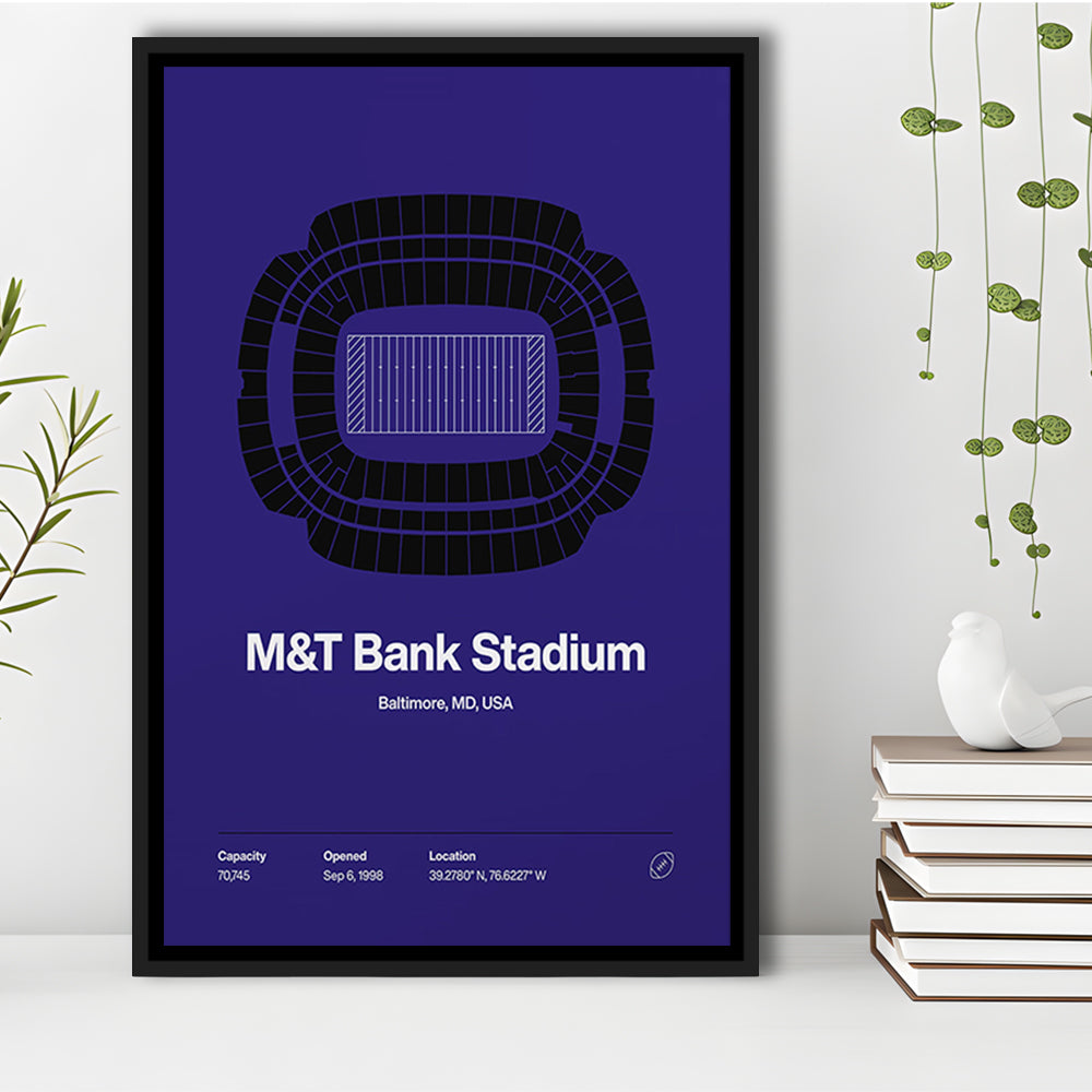 Baltimore Ravens Stadium Print, M&T Bank Stadium Print V1, Man Cave Gift, Floating Framed Canvas Print Wall Art
