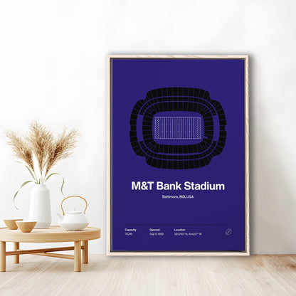 Baltimore Ravens Stadium Print, M&T Bank Stadium Print V1, Man Cave Gift, Floating Framed Canvas Print Wall Art