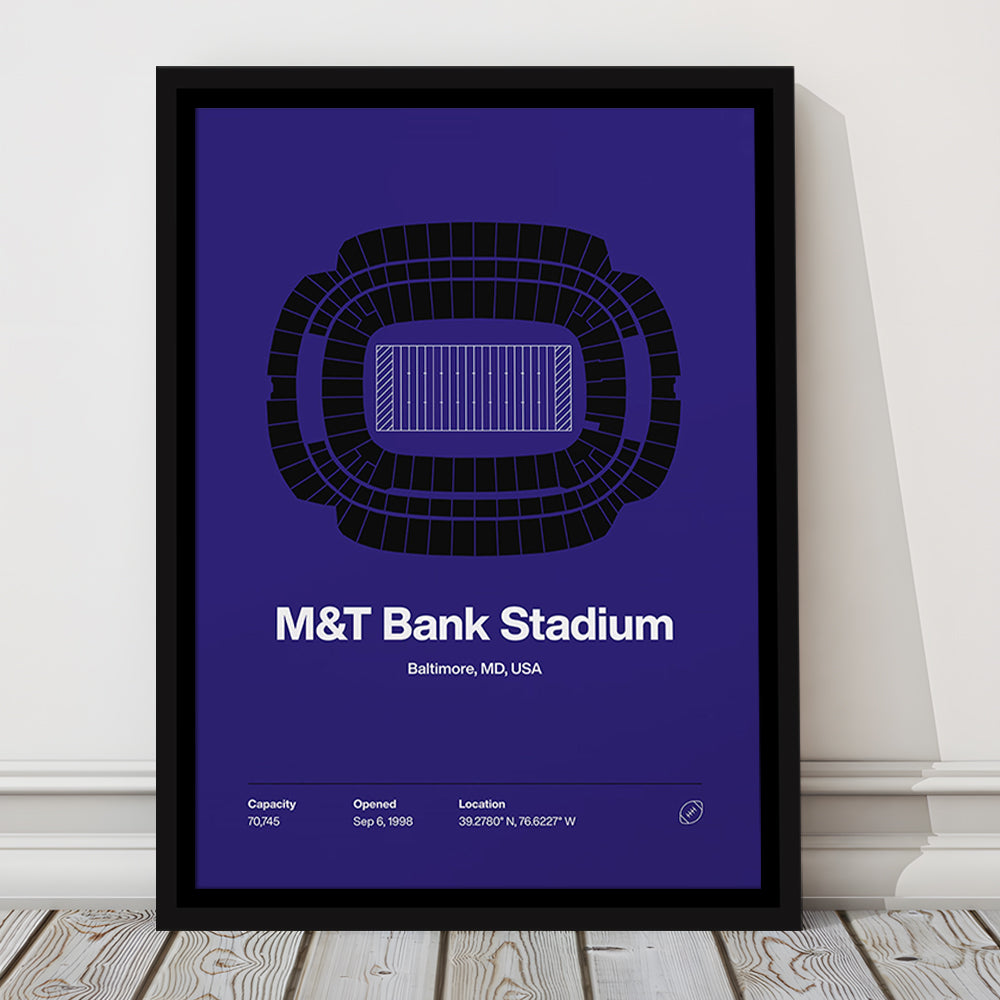 Baltimore Ravens Stadium Print, M&T Bank Stadium Print V1, Man Cave Gift, Floating Framed Canvas Print Wall Art
