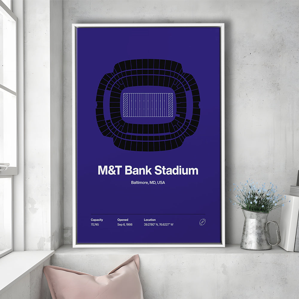 Baltimore Ravens Stadium Print, M&T Bank Stadium Print V1, Man Cave Gift, Floating Framed Canvas Print Wall Art