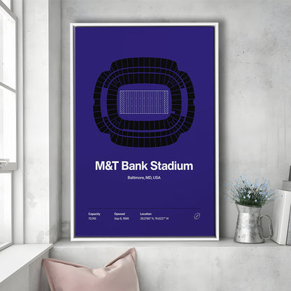 Baltimore Ravens Stadium Print, M&T Bank Stadium Print V1, Man Cave Gift, Floating Framed Canvas Print Wall Art