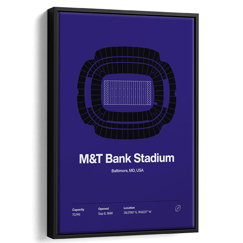 Baltimore Ravens Stadium Print, M&T Bank Stadium Print V1, Man Cave Gift, Floating Framed Canvas Print Wall Art