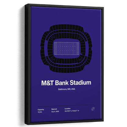 Baltimore Ravens Stadium Print, M&T Bank Stadium Print V1, Man Cave Gift, Floating Framed Canvas Print Wall Art