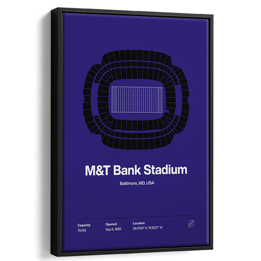 Baltimore Ravens Stadium Print, M&T Bank Stadium Print V1, Man Cave Gift, Floating Framed Canvas Print Wall Art