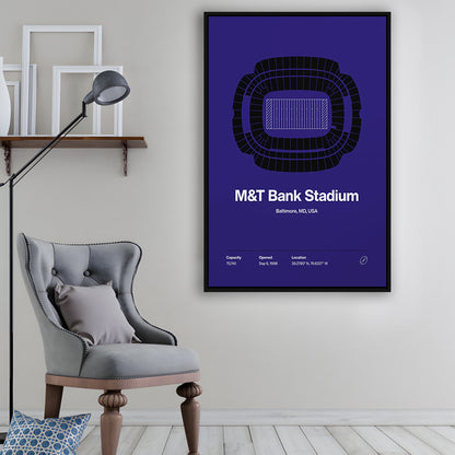 Baltimore Ravens Stadium Print, M&T Bank Stadium Print V1, Man Cave Gift, Floating Framed Canvas Print Wall Art