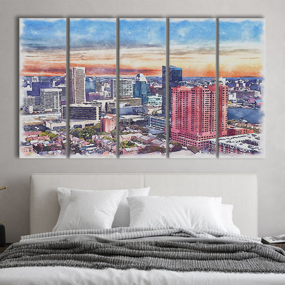 Baltimore Watercolor, Baltimore Maryland, Sport Art, Extra Large Canvas Print Wall Art