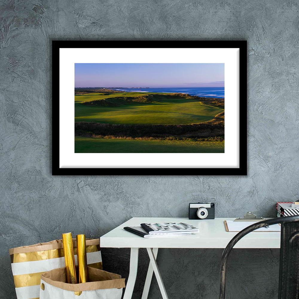 Bandon Dunes Golf Courses Hole 16, Bandon, Oregon, Goft Art Print, Framed Art Print White Border Wall Decor