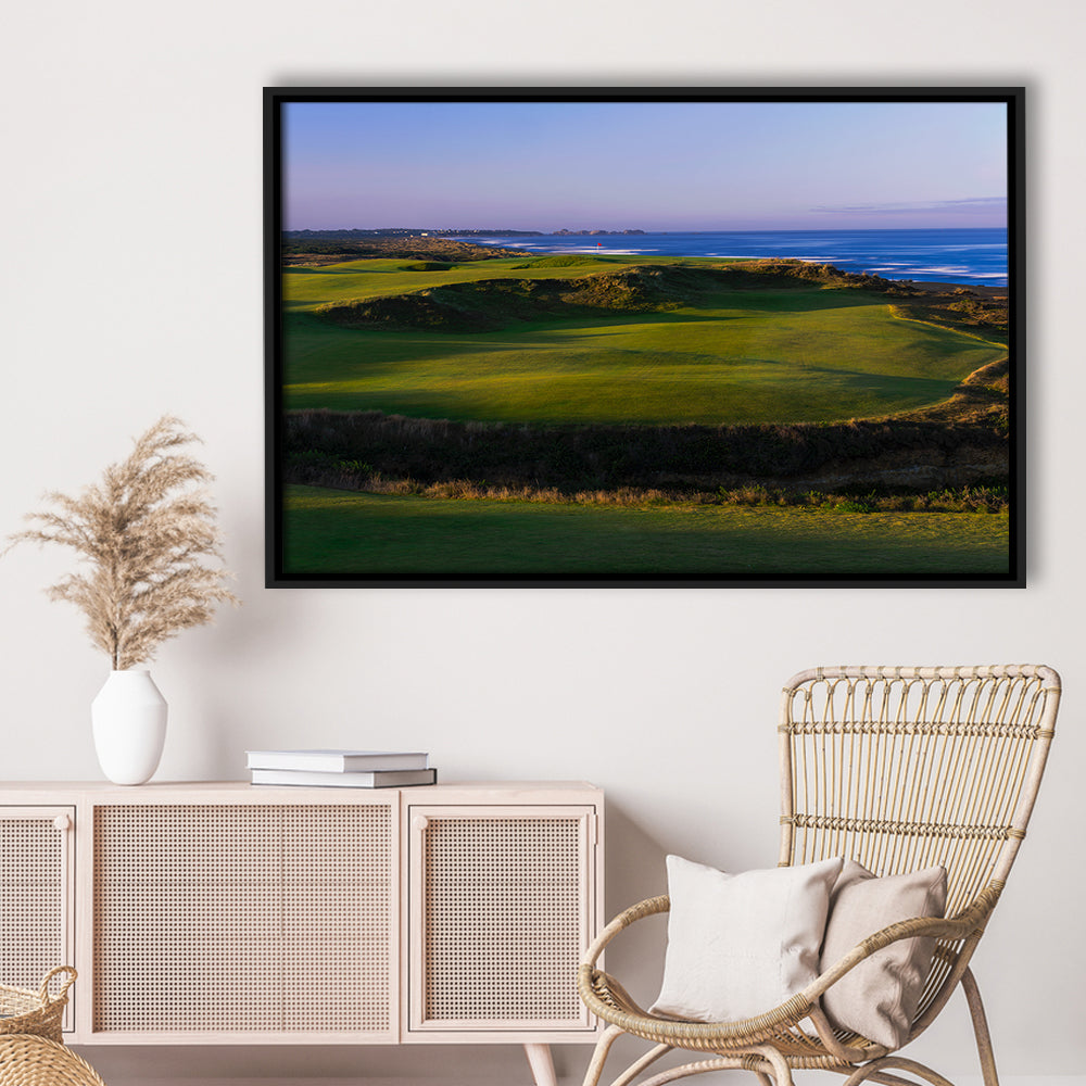 Bandon Dunes Golf Courses Hole 16, Bandon, Oregon, Floating Framed Canvas Print Wall Art