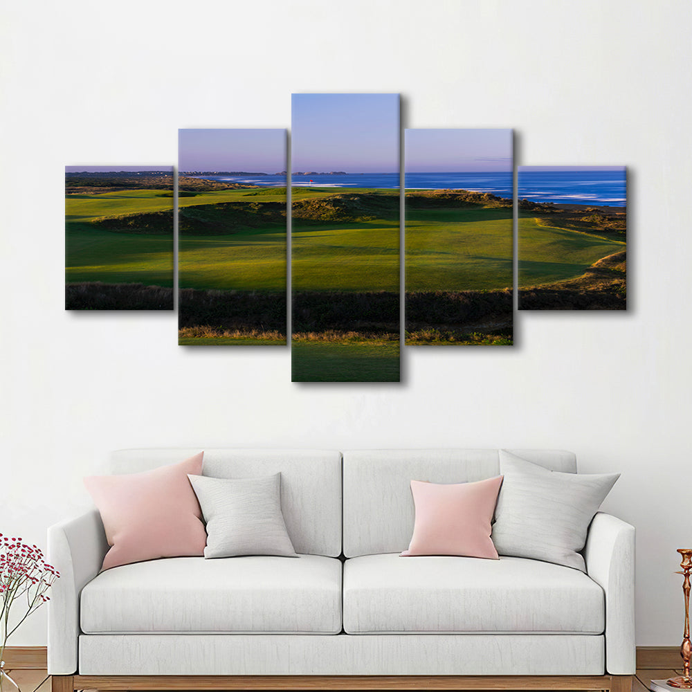 Bandon Dunes Golf Courses Hole 16, Bandon, Oregon, Golf Art Print, 5 Pieces Mixed Canvas Print Wall Art