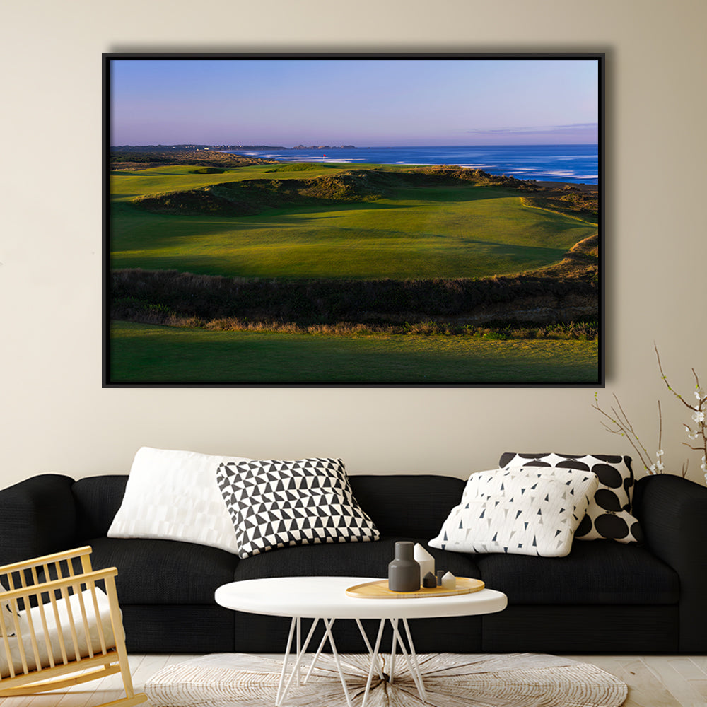 Bandon Dunes Golf Courses Hole 16, Bandon, Oregon, Floating Framed Canvas Print Wall Art
