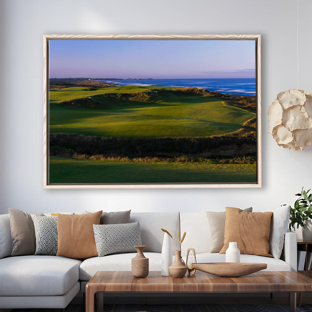 Bandon Dunes Golf Courses Hole 16, Bandon, Oregon, Floating Framed Canvas Print Wall Art