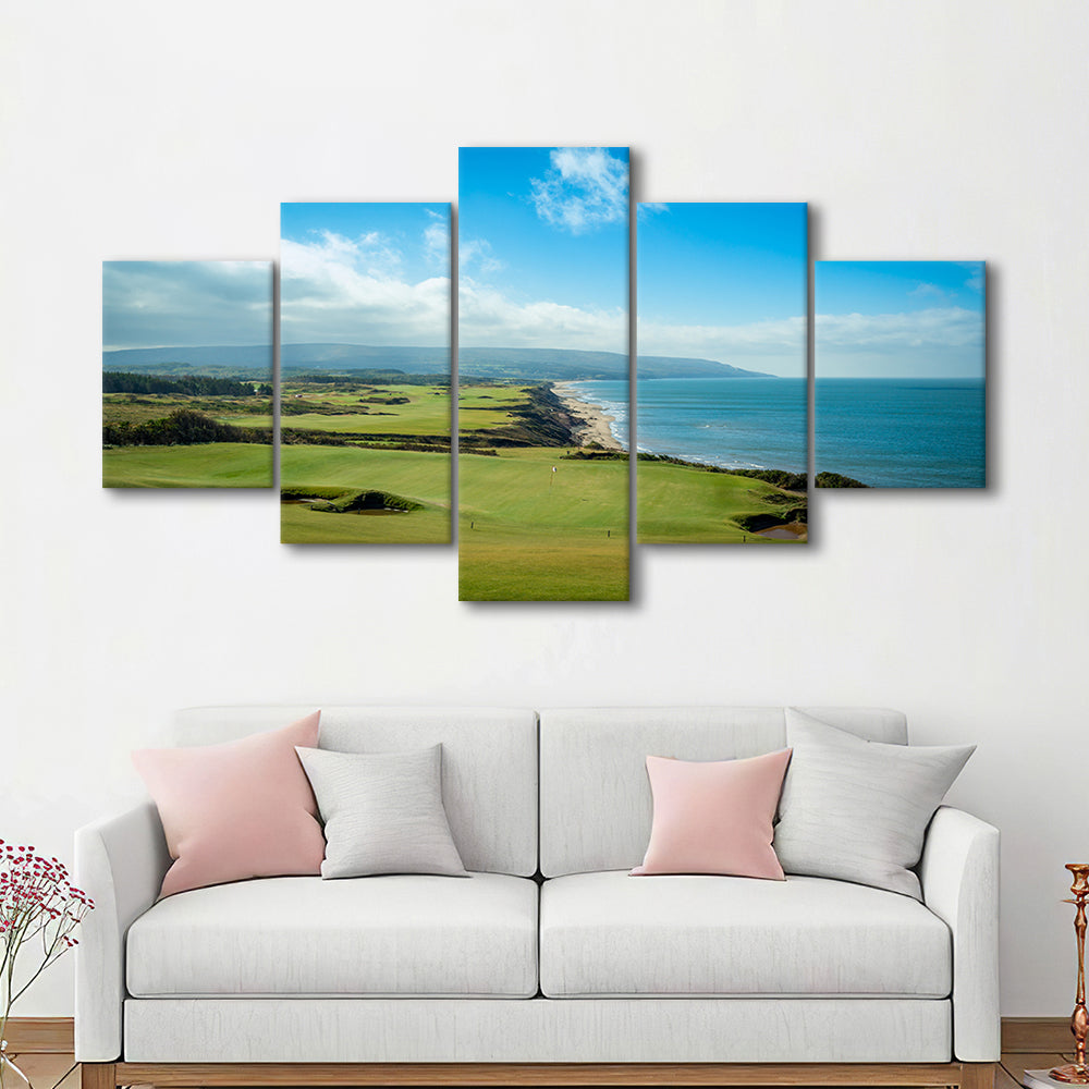 Bandon Dunes Golf Courses At Bandon, Ore, USA 2, Golf Art Print, 5 Pieces Mixed Canvas Print Wall Art