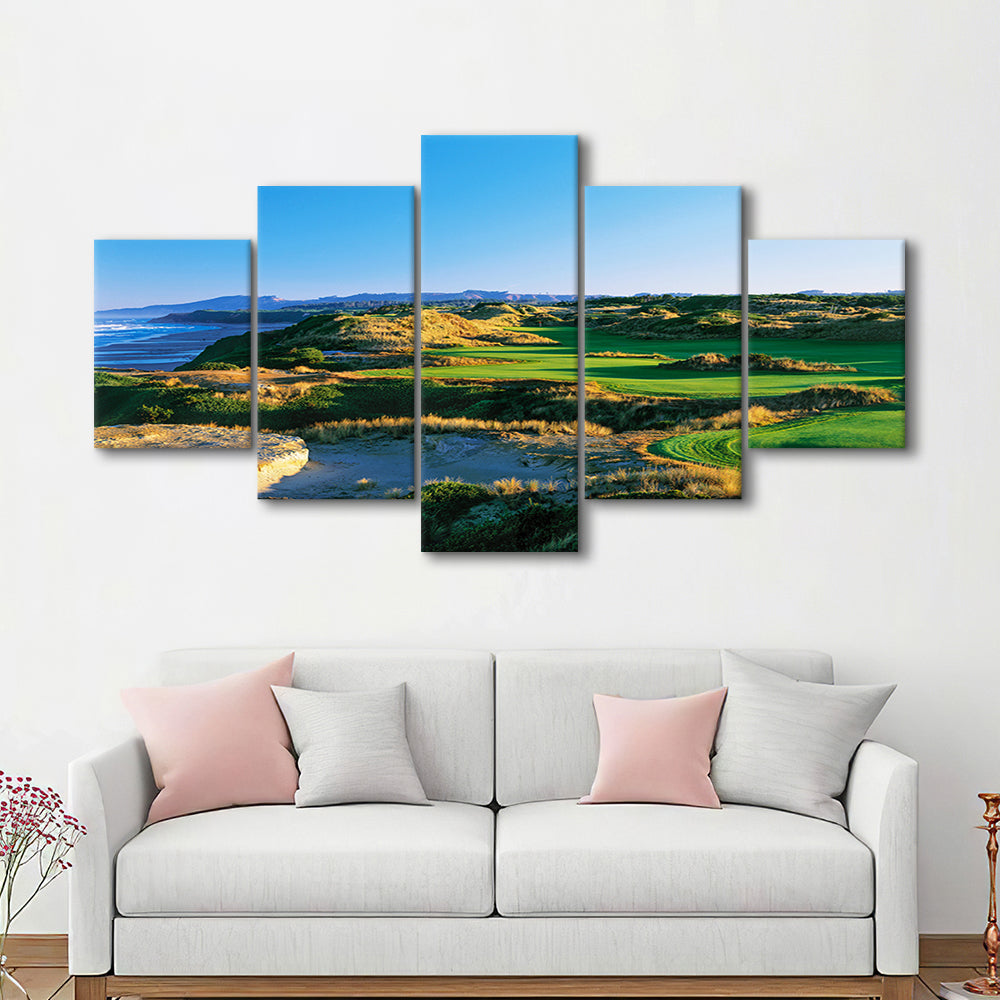 Bandon Dunes Hole 05, Bandon, Oregon, Golf Art Print, 5 Pieces Mixed Canvas Print Wall Art